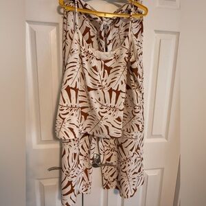 Tropical Leaf Print 2-piece Set